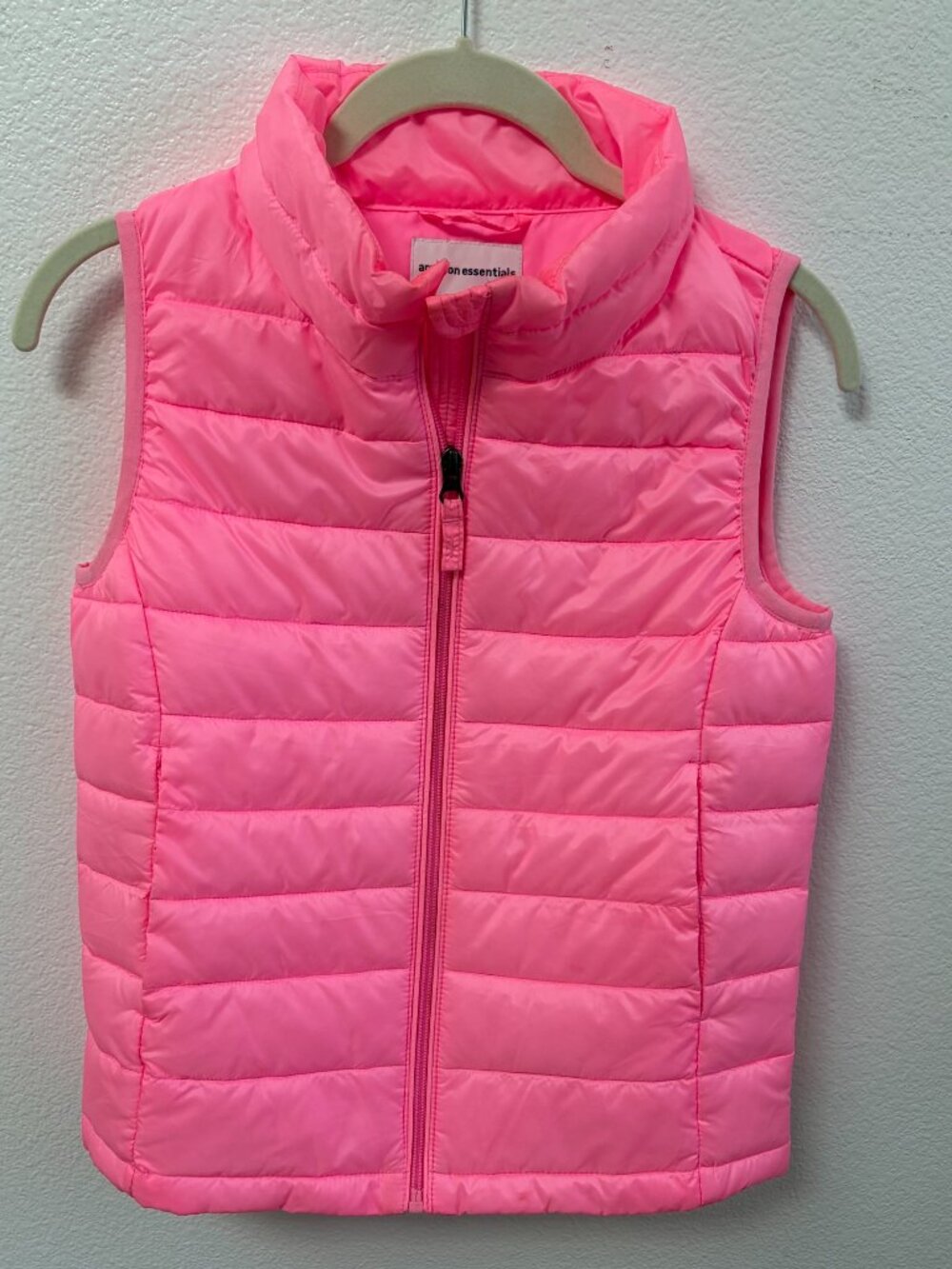 Amazon Essentials Girls Pink Lightweight Puffer Vest XL 12 Quilted Zip